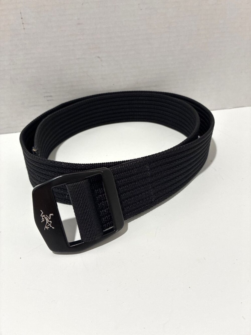 Arc'teryx Belt 38 black heavy-duty nylon Conveyor metal buckle iconic logo sz M